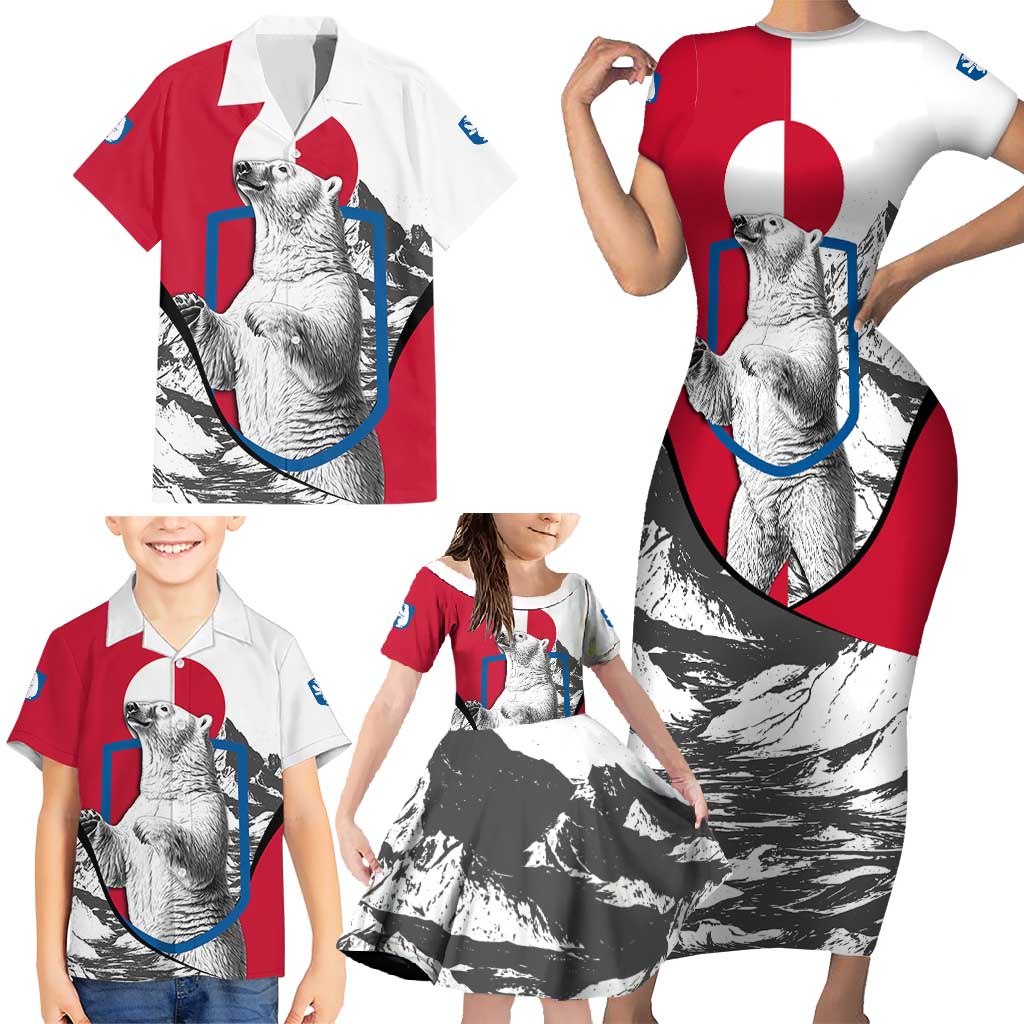Greenland Pride Family Matching Short Sleeve Bodycon Dress and Hawaiian Shirt The Spirit of the Arctic Bear