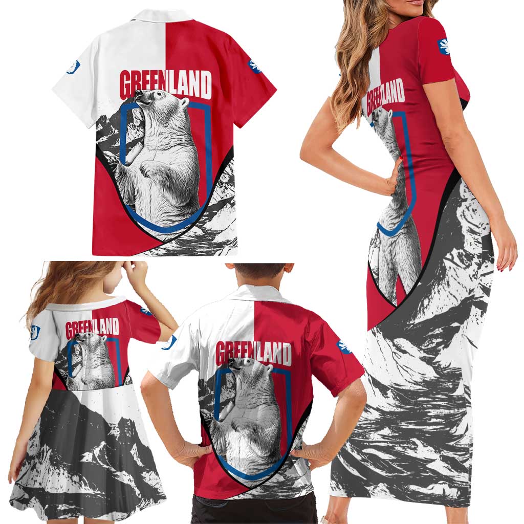 Greenland Pride Family Matching Short Sleeve Bodycon Dress and Hawaiian Shirt The Spirit of the Arctic Bear