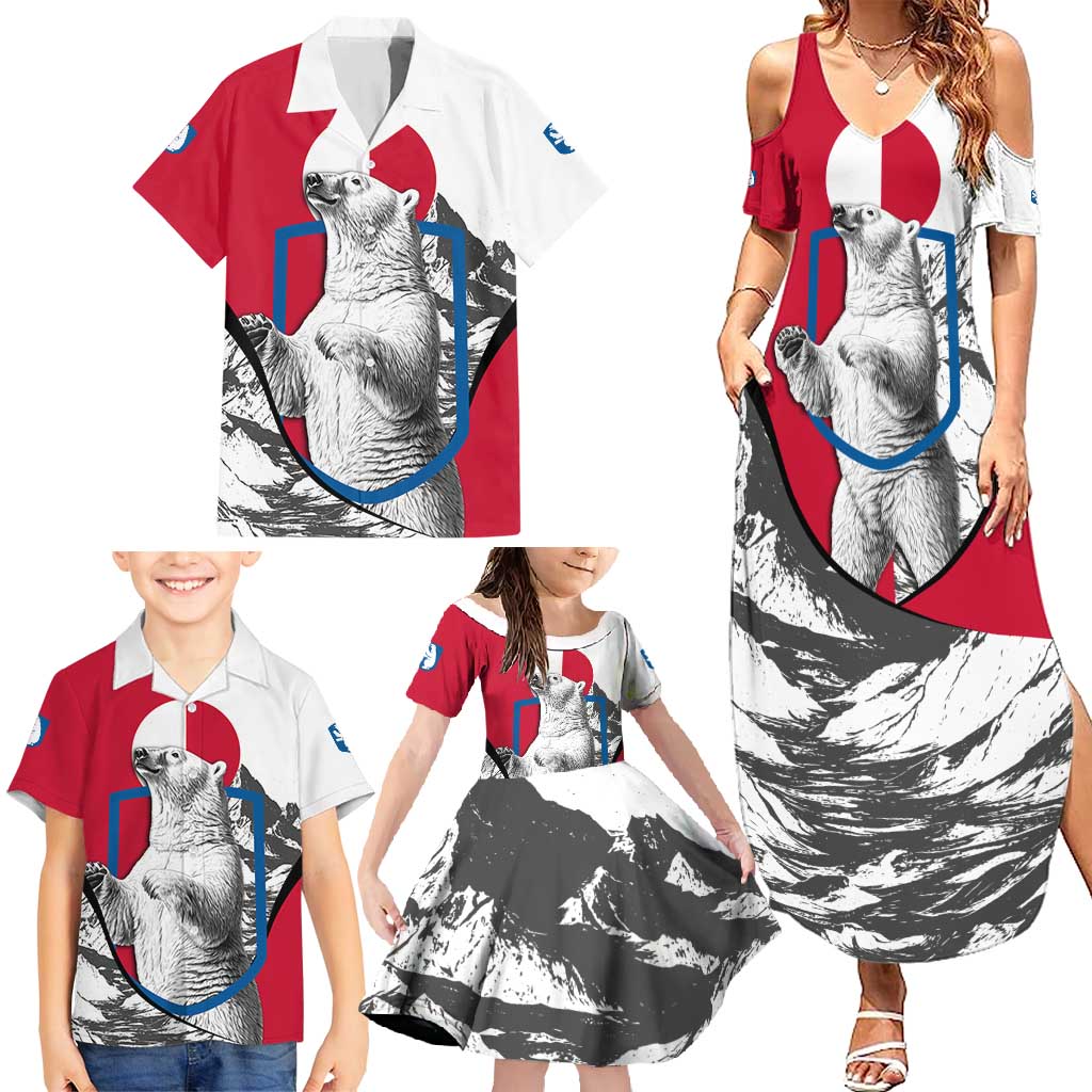 Greenland Pride Family Matching Summer Maxi Dress and Hawaiian Shirt The Spirit of the Arctic Bear