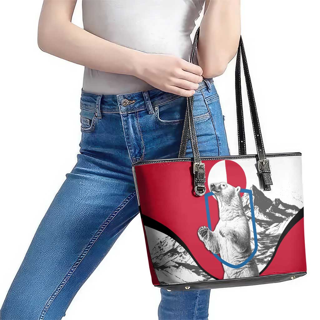 Greenland Pride Leather Tote Bag The Spirit of the Arctic Bear