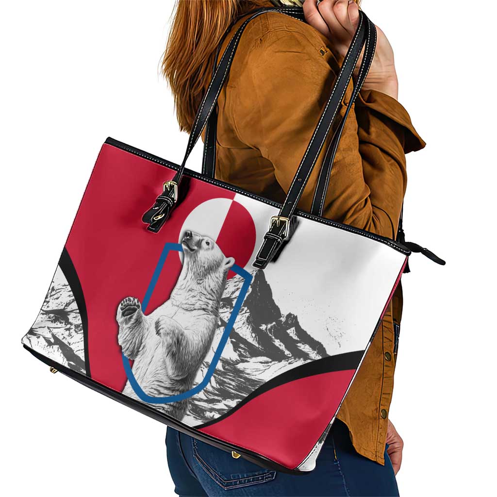 Greenland Pride Leather Tote Bag The Spirit of the Arctic Bear