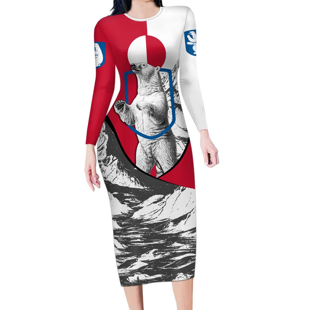Greenland Pride Long Sleeve Bodycon Dress The Spirit of the Arctic Bear