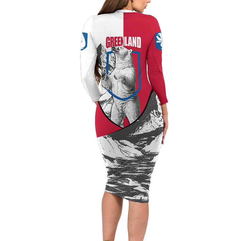 Greenland Pride Long Sleeve Bodycon Dress The Spirit of the Arctic Bear