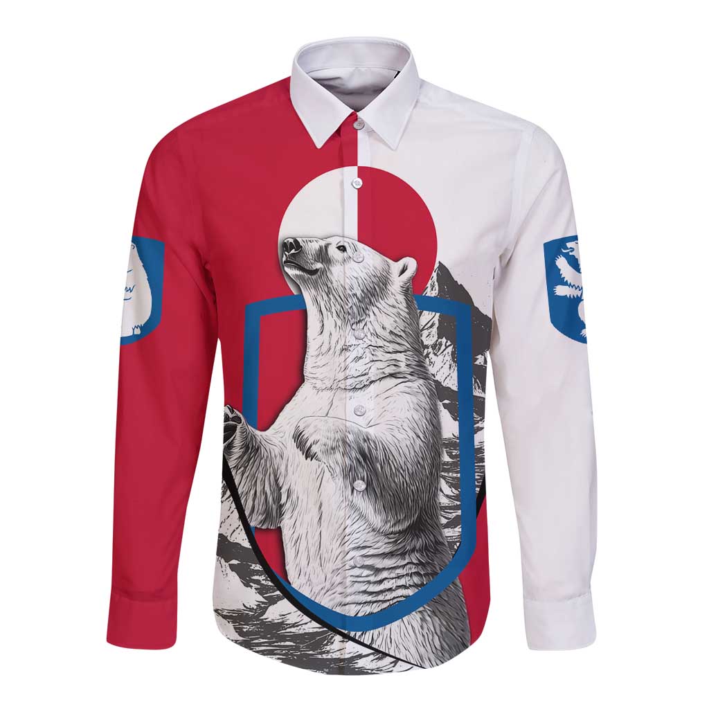 Greenland Pride Long Sleeve Button Shirt The Spirit of the Arctic Bear