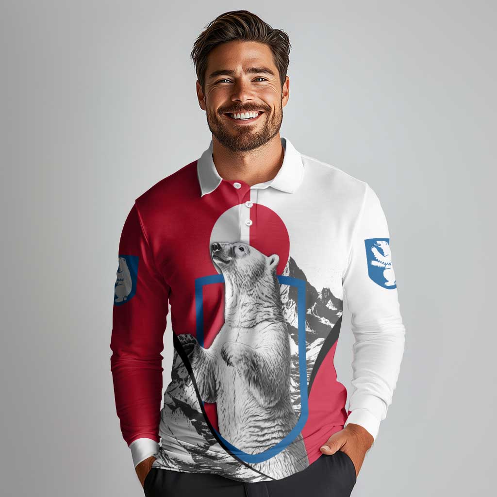 Greenland Pride Long Sleeve Polo Shirt The Spirit of the Arctic Bear