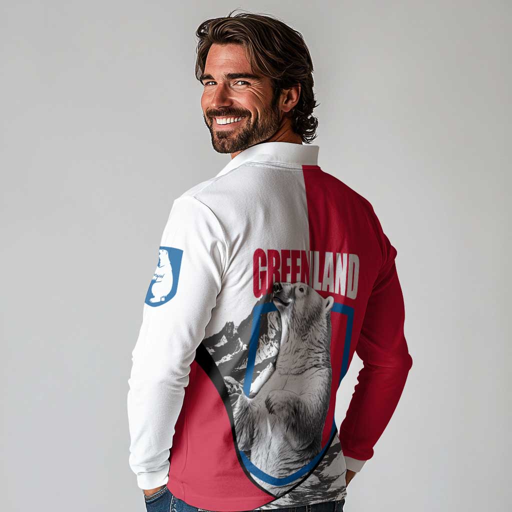 Greenland Pride Long Sleeve Polo Shirt The Spirit of the Arctic Bear