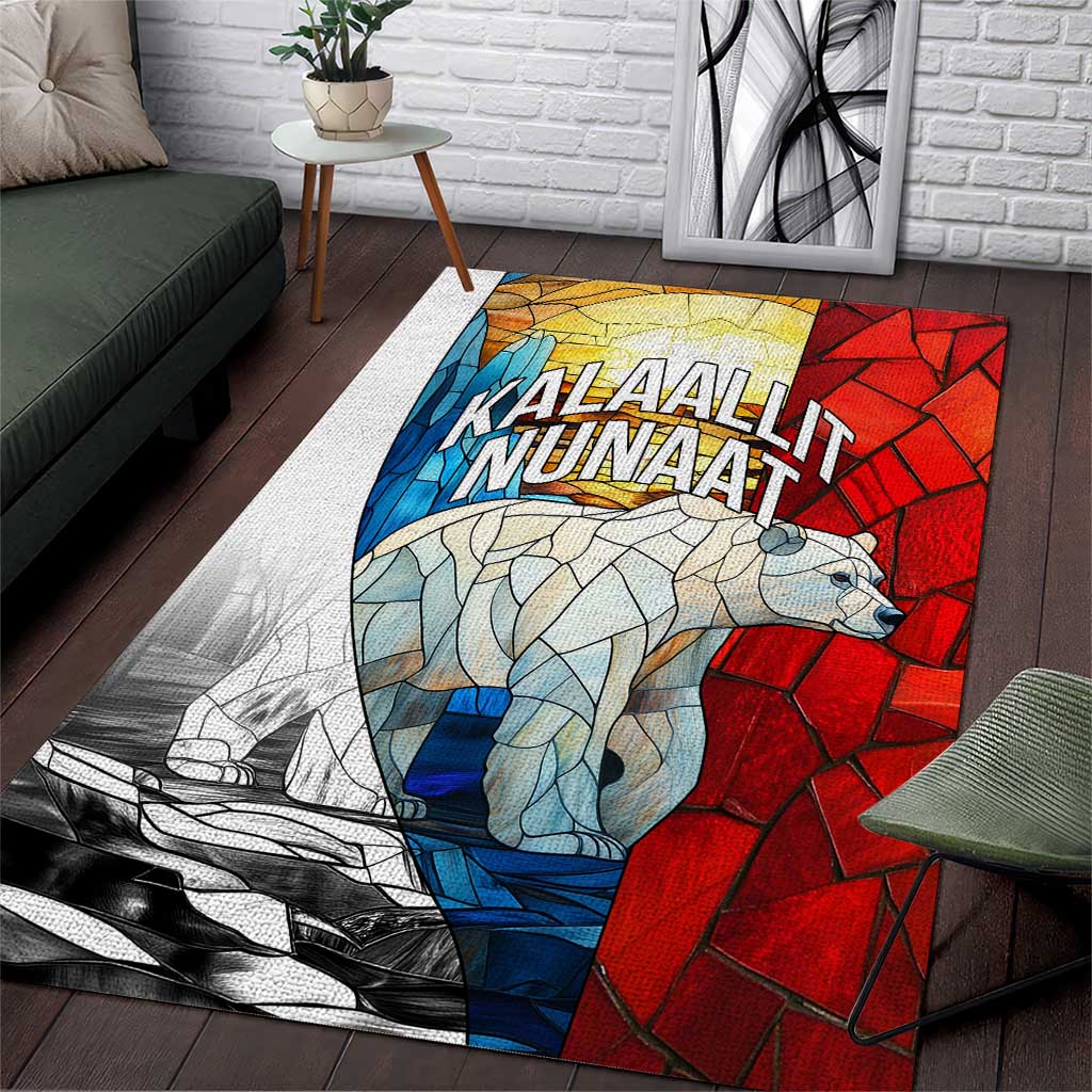 Kalaallit Nunaat Pride Area Rug Polar Bear Spirit in Stained Glass Style