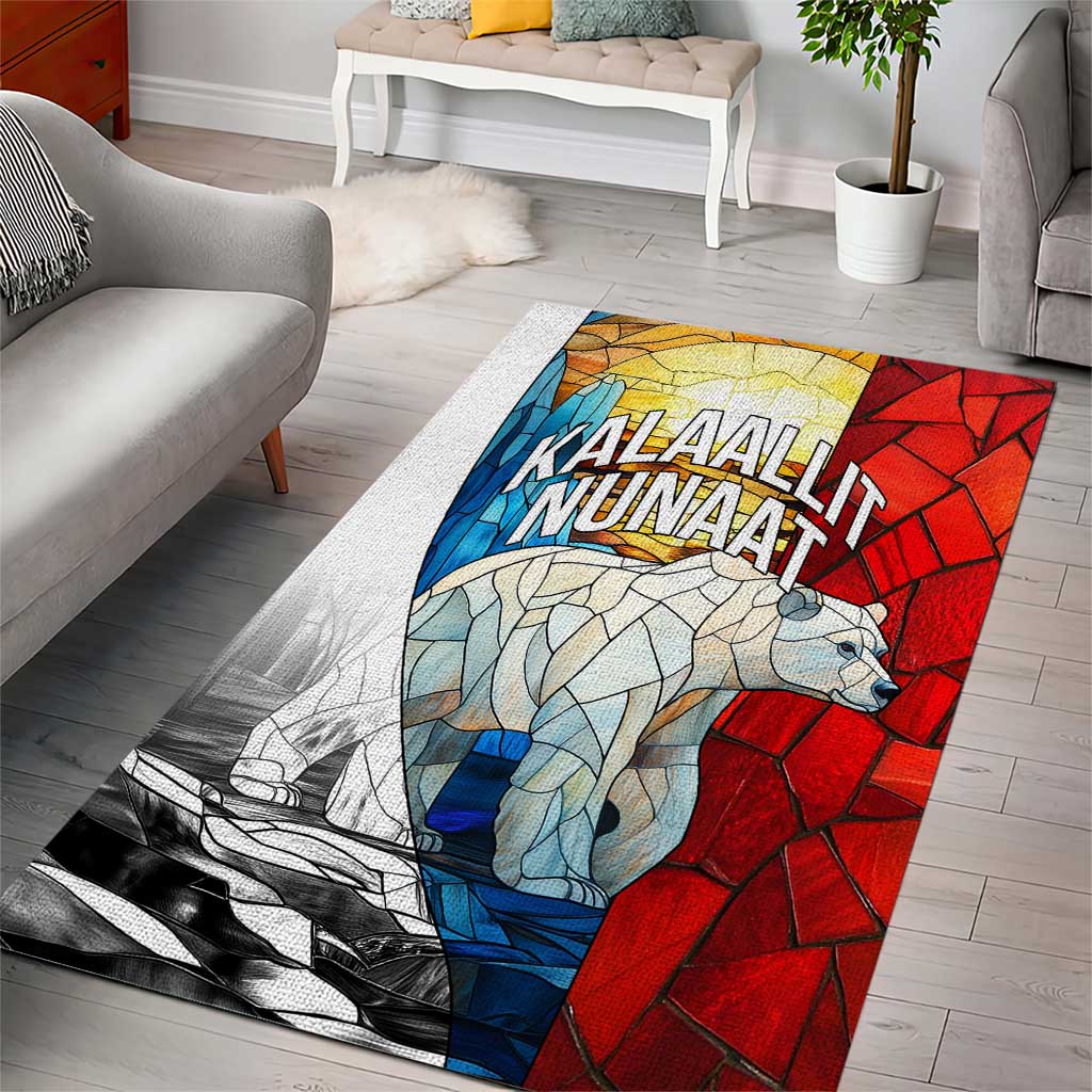 Kalaallit Nunaat Pride Area Rug Polar Bear Spirit in Stained Glass Style