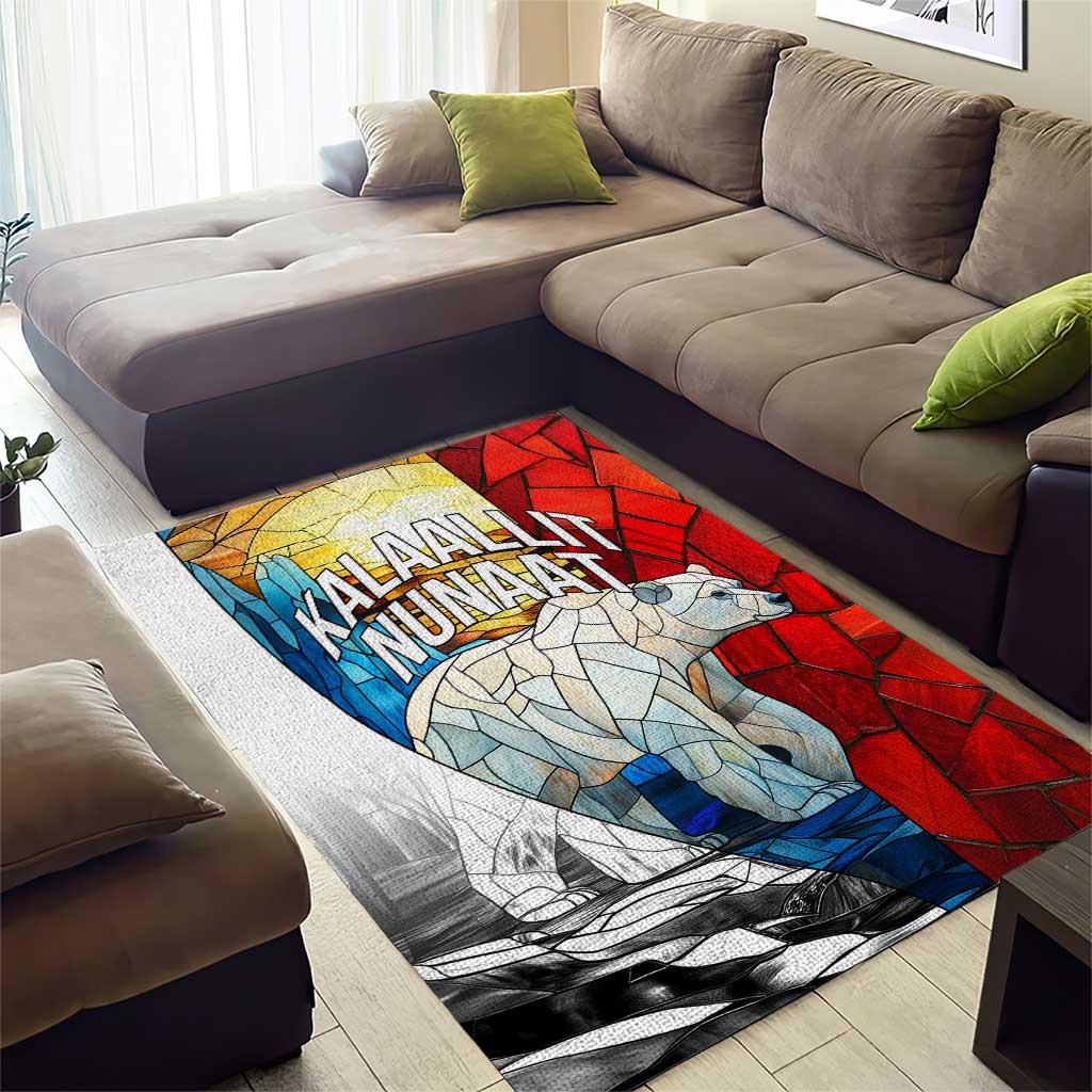 Kalaallit Nunaat Pride Area Rug Polar Bear Spirit in Stained Glass Style