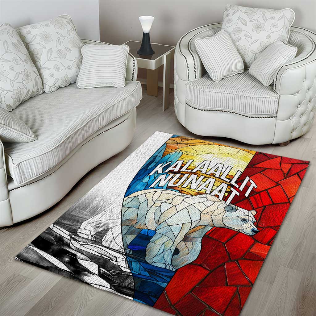 Kalaallit Nunaat Pride Area Rug Polar Bear Spirit in Stained Glass Style