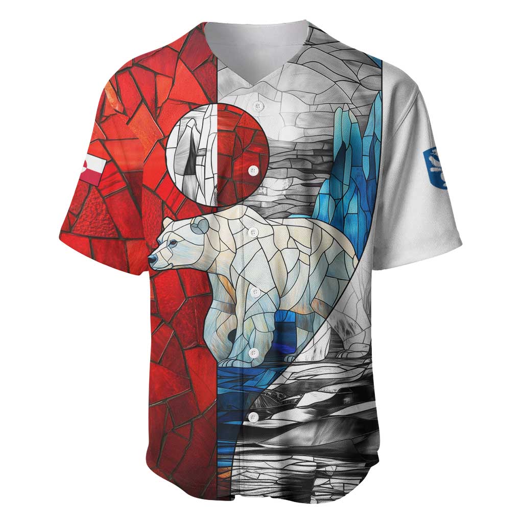 Kalaallit Nunaat Pride Baseball Jersey Polar Bear Spirit in Stained Glass Style