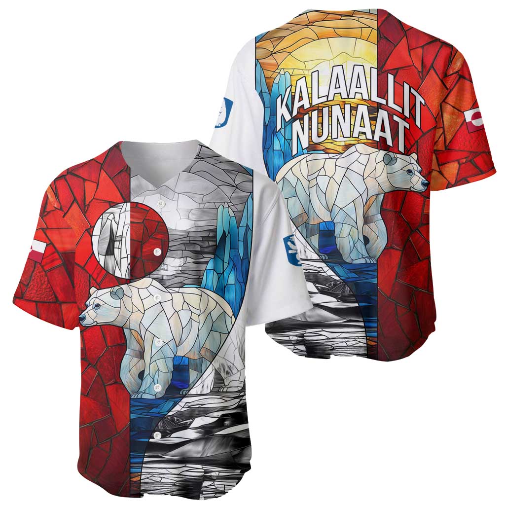 Kalaallit Nunaat Pride Baseball Jersey Polar Bear Spirit in Stained Glass Style