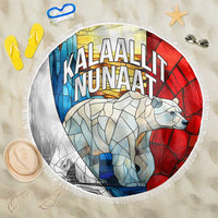 Kalaallit Nunaat Pride Beach Blanket Polar Bear Spirit in Stained Glass Style