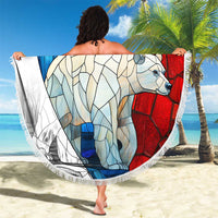 Kalaallit Nunaat Pride Beach Blanket Polar Bear Spirit in Stained Glass Style