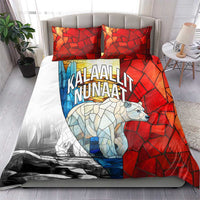 Kalaallit Nunaat Pride Bedding Set Polar Bear Spirit in Stained Glass Style