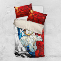 Kalaallit Nunaat Pride Bedding Set Polar Bear Spirit in Stained Glass Style
