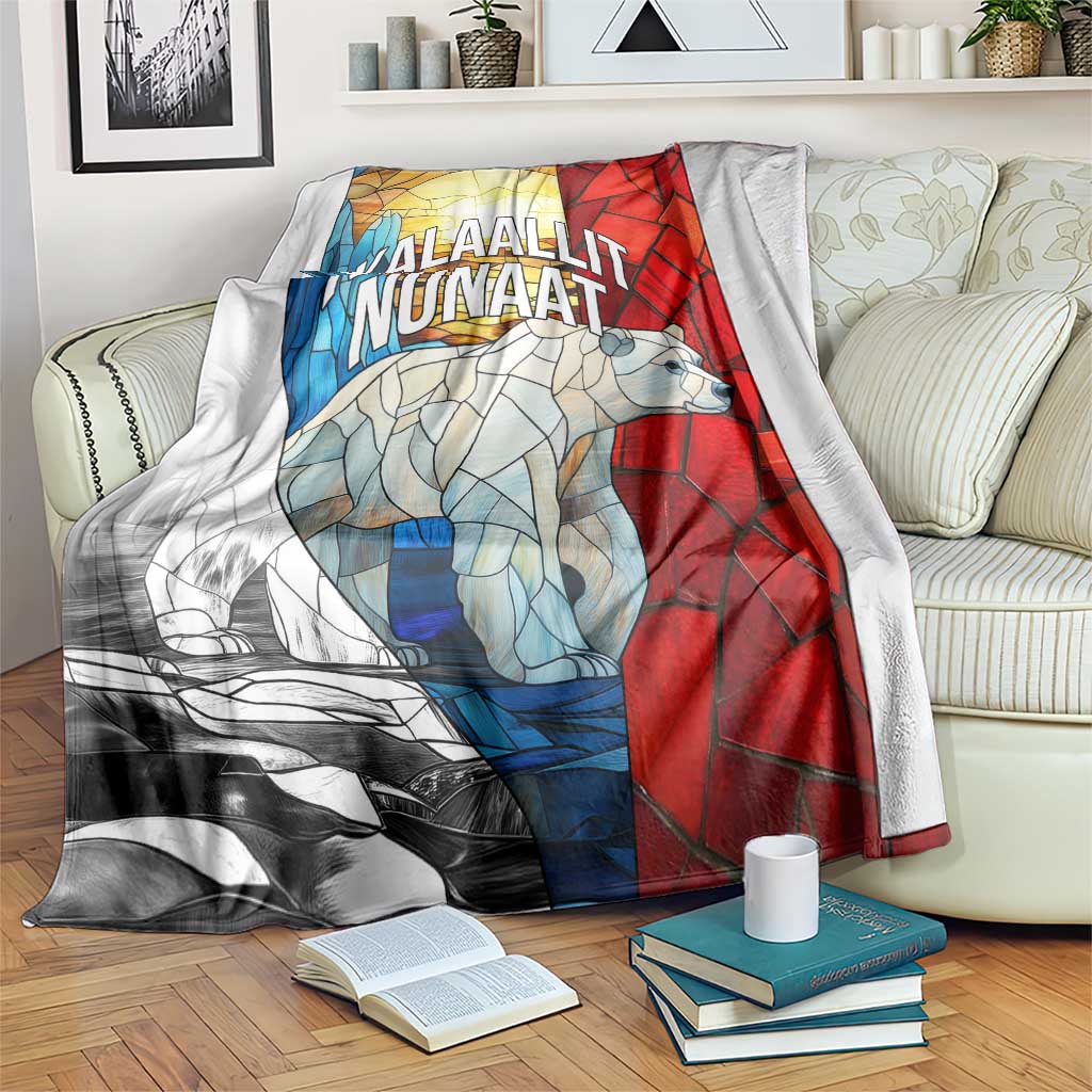 Kalaallit Nunaat Pride Blanket Polar Bear Spirit in Stained Glass Style