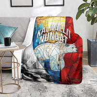 Kalaallit Nunaat Pride Blanket Polar Bear Spirit in Stained Glass Style
