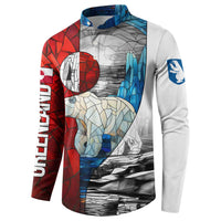 Kalaallit Nunaat Pride Button Sweatshirt Polar Bear Spirit in Stained Glass Style