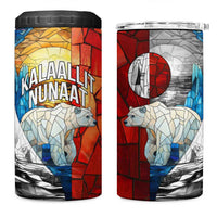 Kalaallit Nunaat Pride 4 in 1 Can Cooler Tumbler Polar Bear Spirit in Stained Glass Style