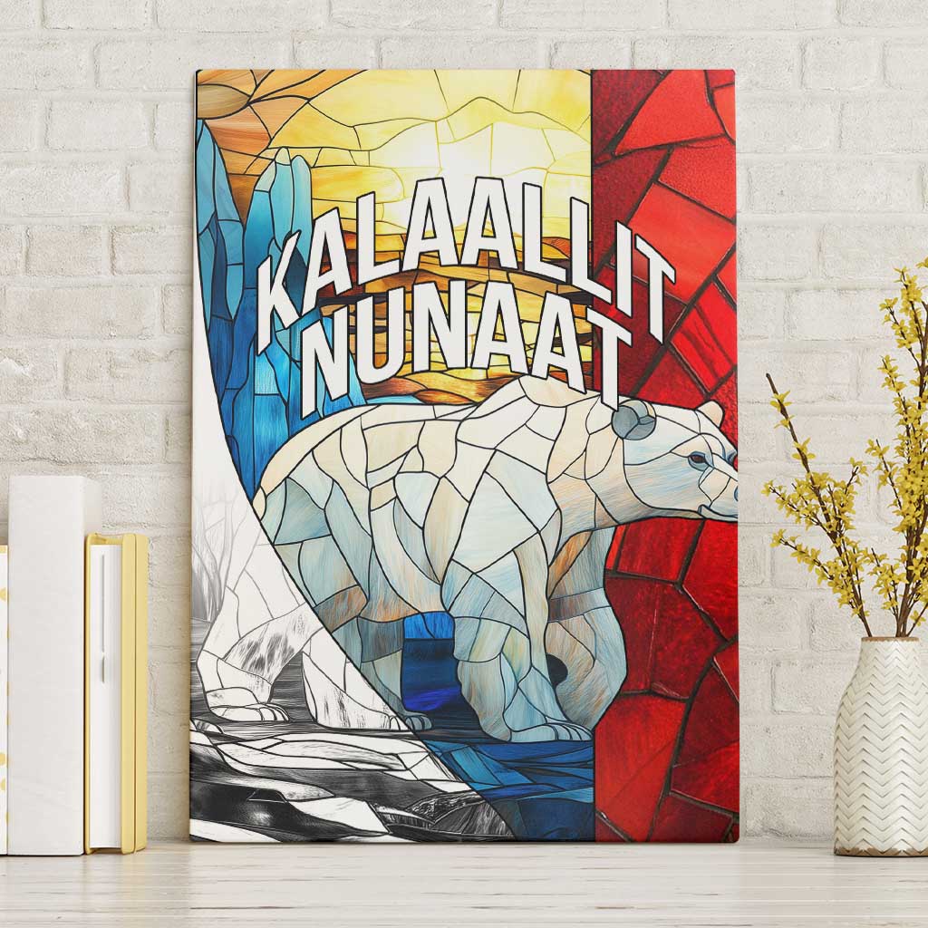 Kalaallit Nunaat Pride Canvas Wall Art Polar Bear Spirit in Stained Glass Style