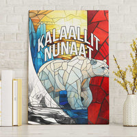 Kalaallit Nunaat Pride Canvas Wall Art Polar Bear Spirit in Stained Glass Style