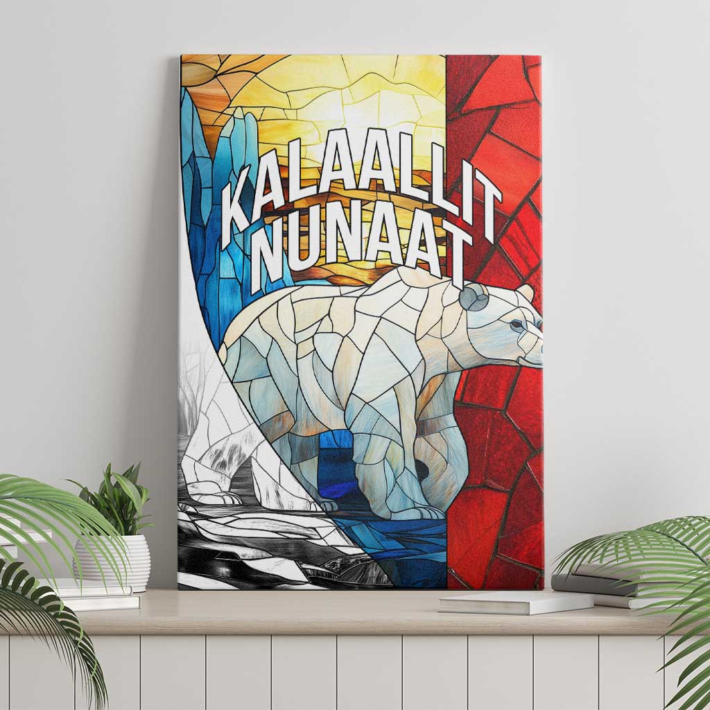 Kalaallit Nunaat Pride Canvas Wall Art Polar Bear Spirit in Stained Glass Style