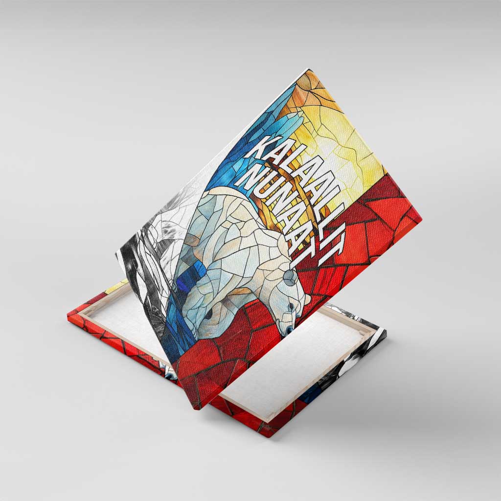 Kalaallit Nunaat Pride Canvas Wall Art Polar Bear Spirit in Stained Glass Style