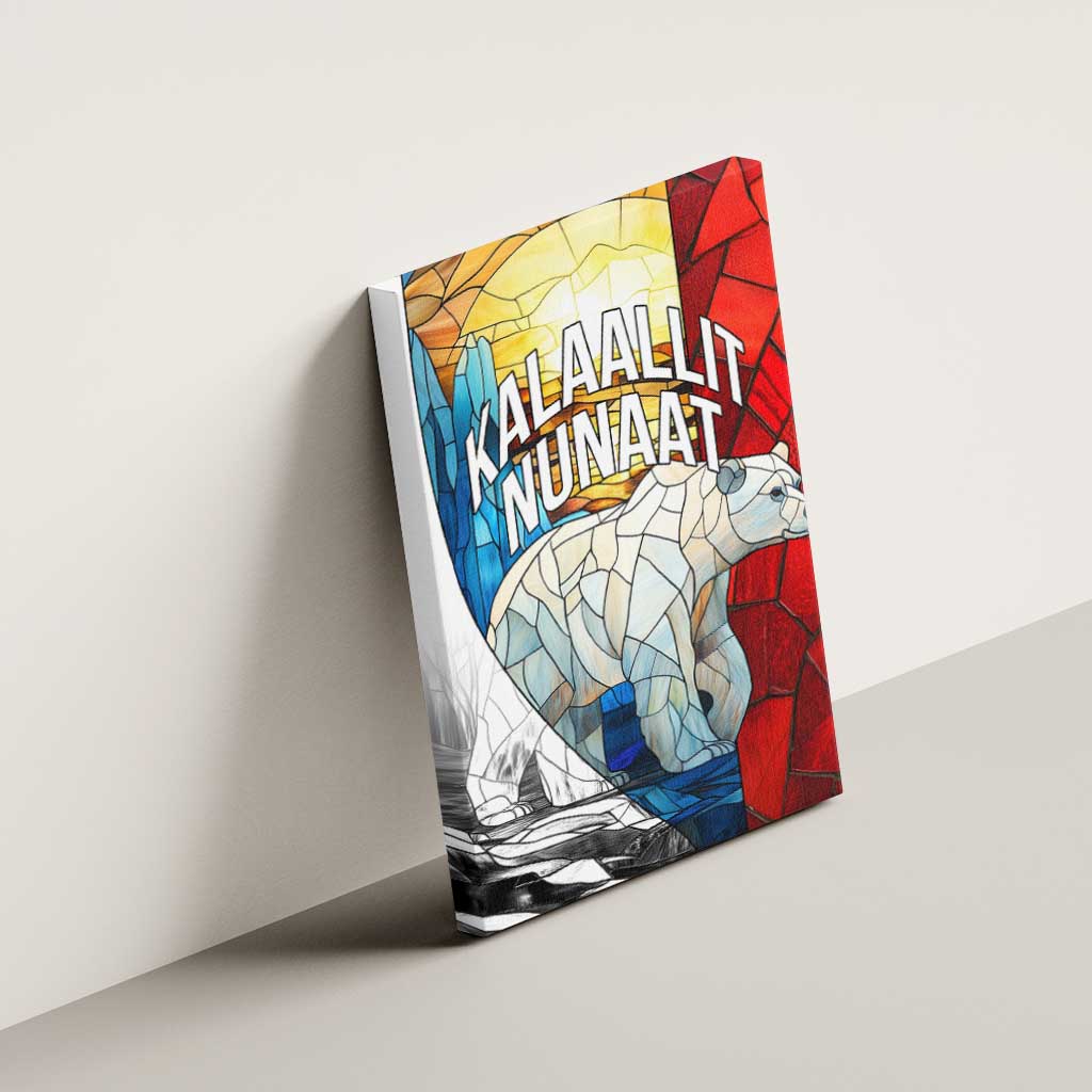 Kalaallit Nunaat Pride Canvas Wall Art Polar Bear Spirit in Stained Glass Style