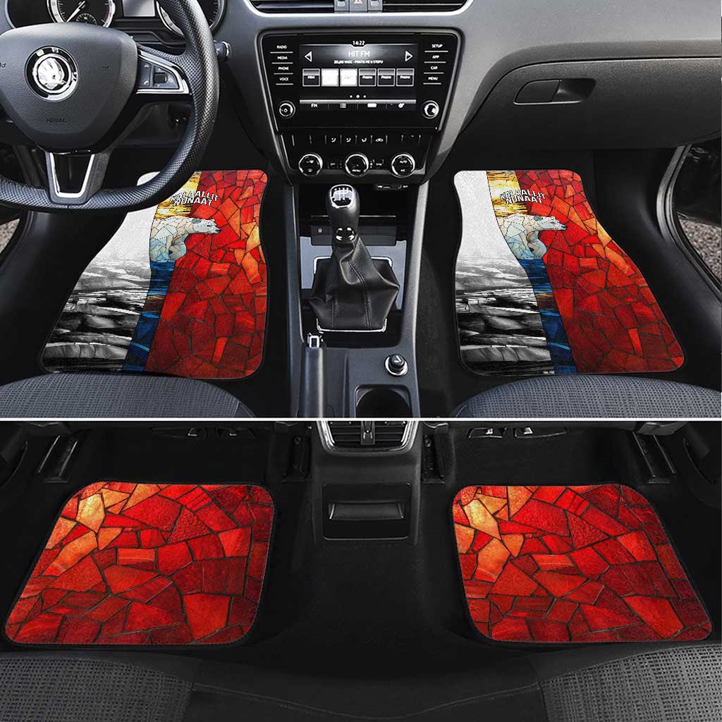 Kalaallit Nunaat Pride Car Mats Polar Bear Spirit in Stained Glass Style