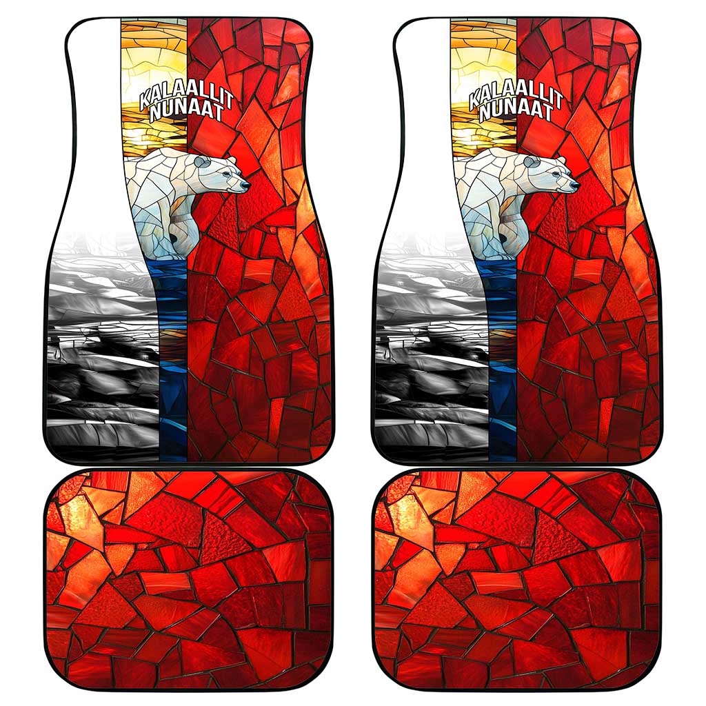 Kalaallit Nunaat Pride Car Mats Polar Bear Spirit in Stained Glass Style