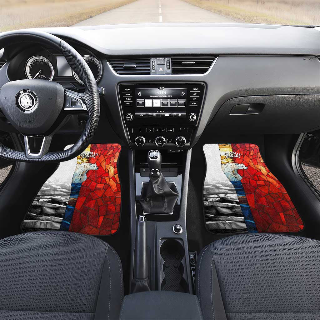 Kalaallit Nunaat Pride Car Mats Polar Bear Spirit in Stained Glass Style