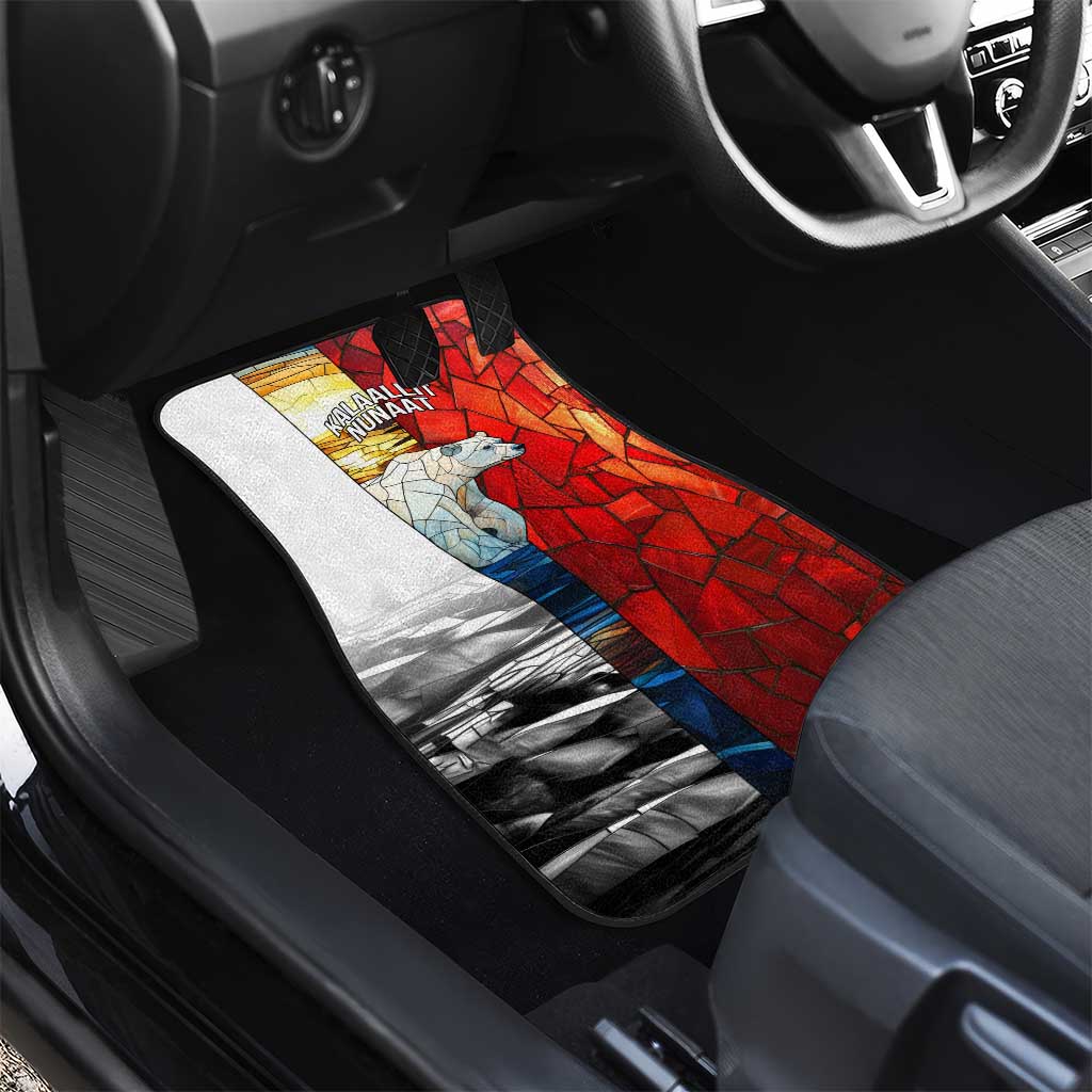 Kalaallit Nunaat Pride Car Mats Polar Bear Spirit in Stained Glass Style