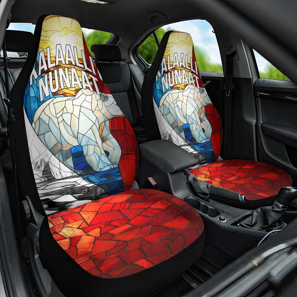 Kalaallit Nunaat Pride Car Seat Cover Polar Bear Spirit in Stained Glass Style