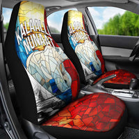 Kalaallit Nunaat Pride Car Seat Cover Polar Bear Spirit in Stained Glass Style