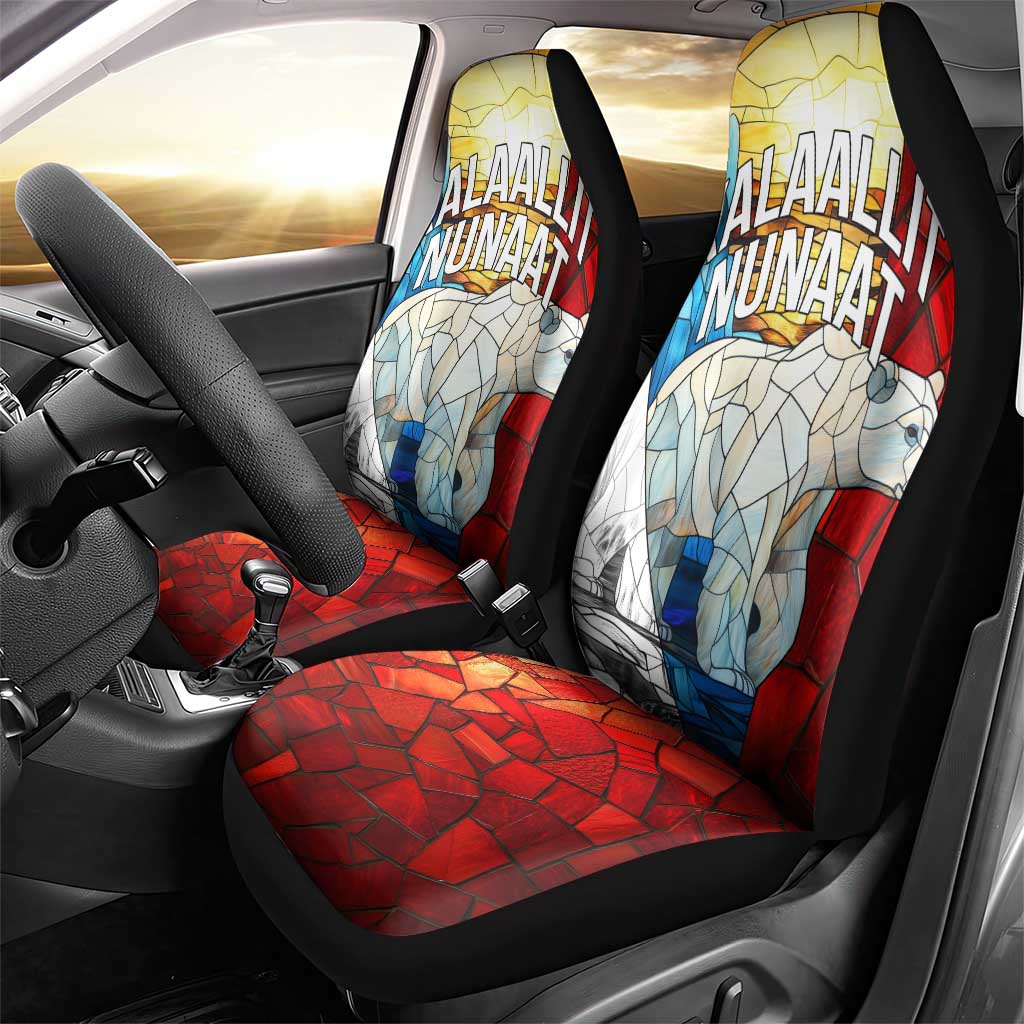 Kalaallit Nunaat Pride Car Seat Cover Polar Bear Spirit in Stained Glass Style