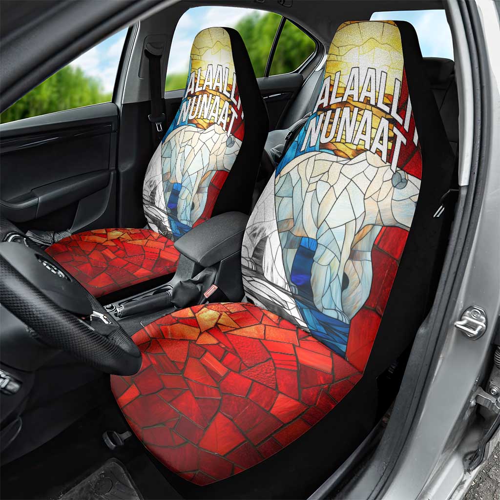 Kalaallit Nunaat Pride Car Seat Cover Polar Bear Spirit in Stained Glass Style