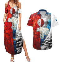 Kalaallit Nunaat Pride Couples Matching Summer Maxi Dress and Hawaiian Shirt Polar Bear Spirit in Stained Glass Style