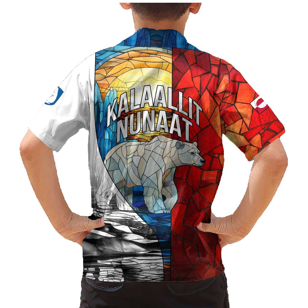 Kalaallit Nunaat Pride Family Matching Mermaid Dress and Hawaiian Shirt Polar Bear Spirit in Stained Glass Style