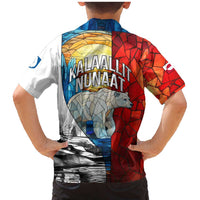 Kalaallit Nunaat Pride Family Matching Mermaid Dress and Hawaiian Shirt Polar Bear Spirit in Stained Glass Style