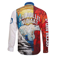 Kalaallit Nunaat Pride Family Matching Mermaid Dress and Hawaiian Shirt Polar Bear Spirit in Stained Glass Style