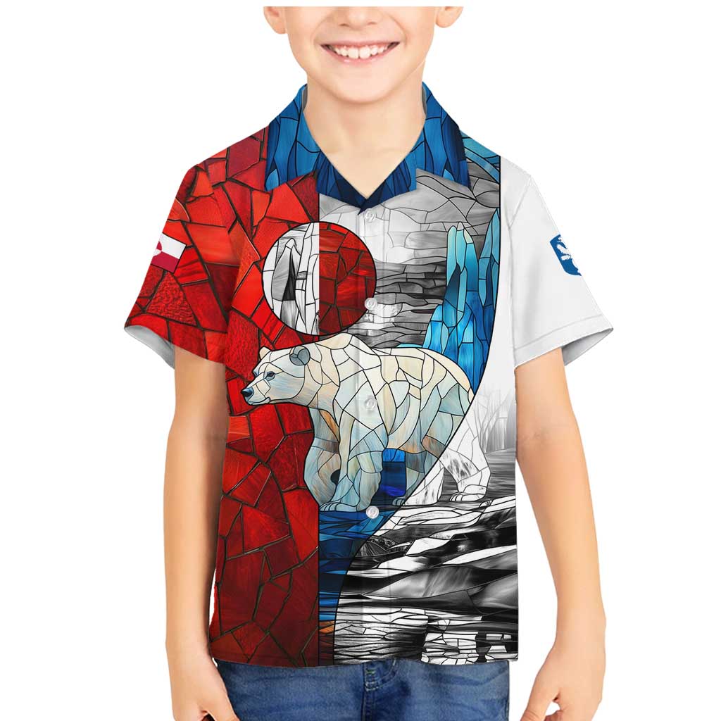 Kalaallit Nunaat Pride Family Matching Mermaid Dress and Hawaiian Shirt Polar Bear Spirit in Stained Glass Style
