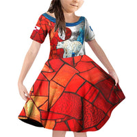 Kalaallit Nunaat Pride Family Matching Off Shoulder Short Dress and Hawaiian Shirt Polar Bear Spirit in Stained Glass Style
