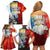 Kalaallit Nunaat Pride Family Matching Off Shoulder Short Dress and Hawaiian Shirt Polar Bear Spirit in Stained Glass Style