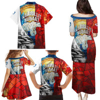 Kalaallit Nunaat Pride Family Matching Puletasi and Hawaiian Shirt Polar Bear Spirit in Stained Glass Style