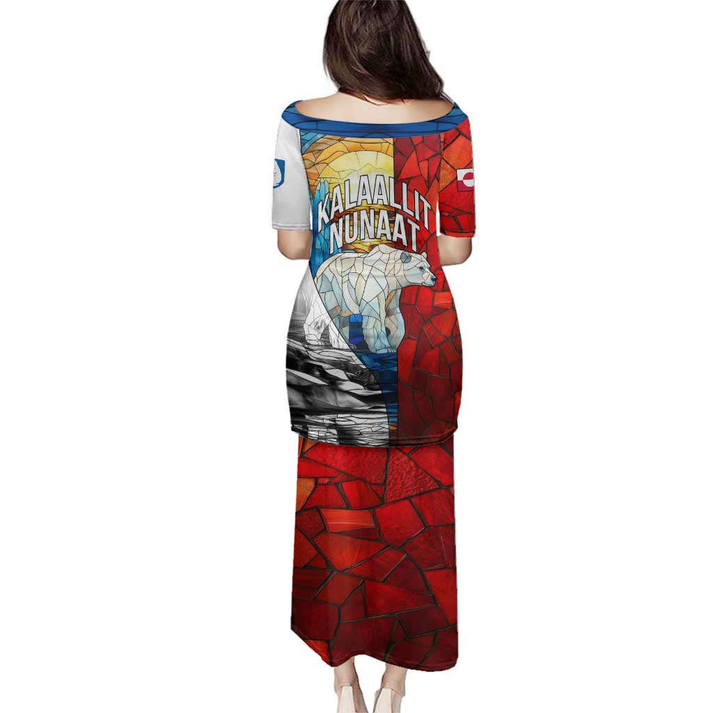 Kalaallit Nunaat Pride Family Matching Puletasi and Hawaiian Shirt Polar Bear Spirit in Stained Glass Style