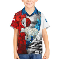Kalaallit Nunaat Pride Family Matching Summer Maxi Dress and Hawaiian Shirt Polar Bear Spirit in Stained Glass Style