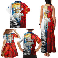 Kalaallit Nunaat Pride Family Matching Tank Maxi Dress and Hawaiian Shirt Polar Bear Spirit in Stained Glass Style