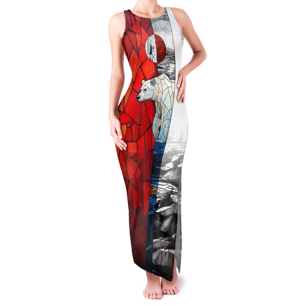 Kalaallit Nunaat Pride Family Matching Tank Maxi Dress and Hawaiian Shirt Polar Bear Spirit in Stained Glass Style