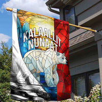 Kalaallit Nunaat Pride Garden Flag Polar Bear Spirit in Stained Glass Style
